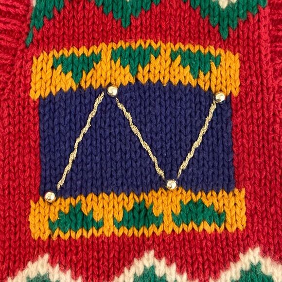 Vintage Jennifer Moore - Christmas V-Neck Vest Hand Knit - size M - Picture 7 of 10